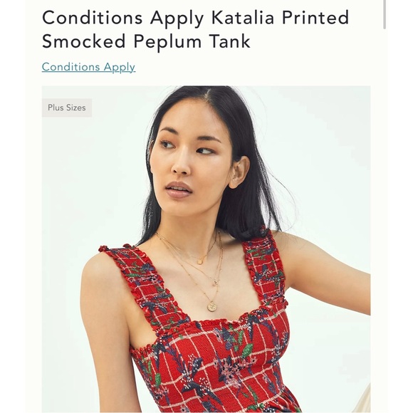 Anthropologie Conditions Apply Katalia Printed Smocked Peplum Tank NWT SZ XL - Picture 12 of 12